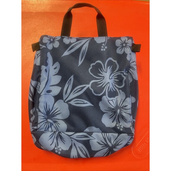 L. L. Bean Toiletry Shower Hook Floral Blue Hawaiian Tropical Hanging Travel Bag - Picture 4 of 10